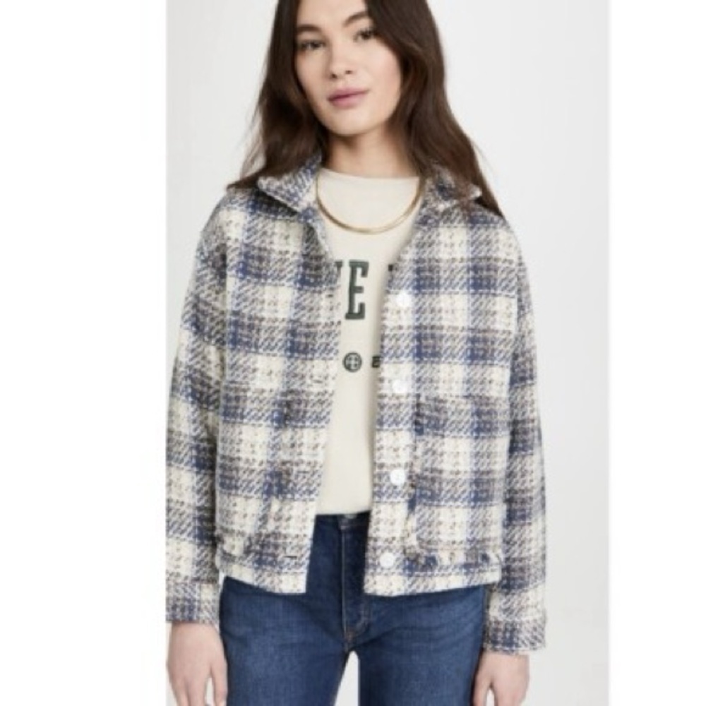 BlankNYC Sz XL Tweed Preppy Blue Button Front Jacket